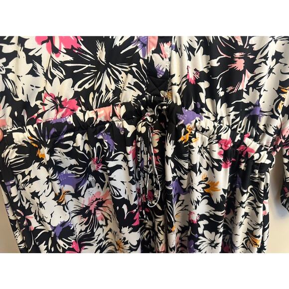 Robert Louis Floral Long Sleeve Dress Women’s 2X Tie Waist - Picture 4 of 6